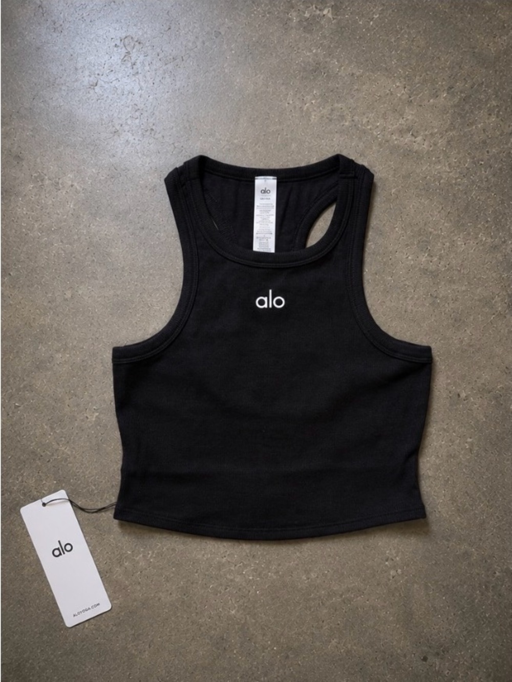 NWT ALO Yoga Black Ribbed Cropped Tank Top